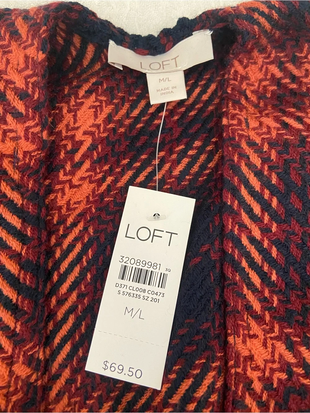 NWT LOFT PLAID WRAP SIZE M/L